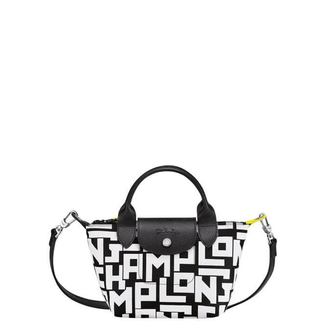 Longchamp Le Pliage LGP Black/White Top Handle Bag XS